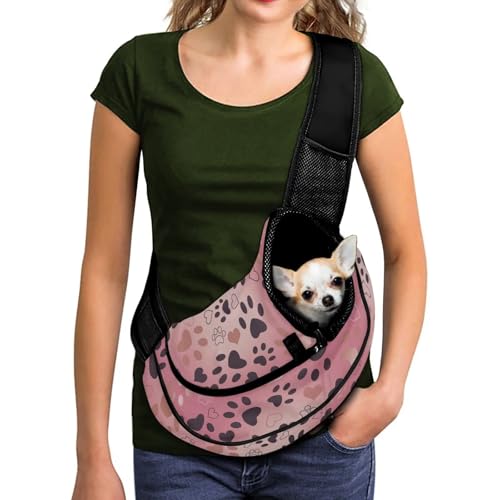 COEQINE Hundetragetasche, 6,8 kg, Rosa, Pfotenabdruck, atmungsaktiv, für kleine Hunde, Katzen, gepolstert, verstellbarer Schultergurt, atmungsaktive Tragetasche, Geldbörse für den Außenbereich COEQINE Hundetragetasche, 6,8 kg, Rosa, Pfotenabdruck, atmungsaktiv, für kleine Hunde, Katzen, gepolstert, verstellbarer Schultergurt, atmungsaktive Tragetasche, Geldbörse für den Außenbereich von COEQINE