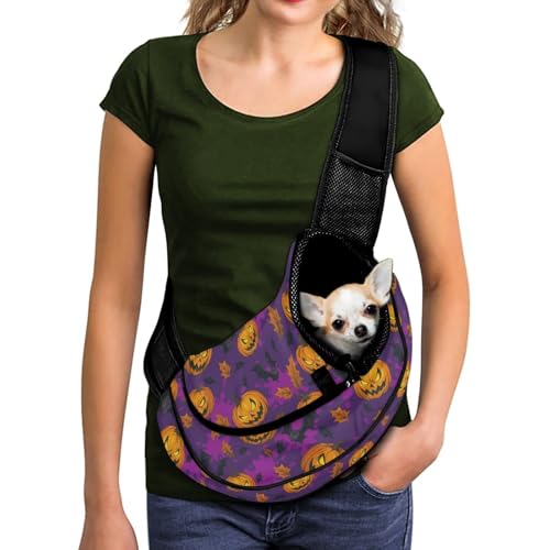 COEQINE Hundetragetasche, dick gepolsterter Schultergurt, verstellbare Hundetragetaschen für kleine Hunde, Welpentragetasche für Haustier, Katze, violetter Kürbisdruck COEQINE Hundetragetasche, dick gepolsterter Schultergurt, verstellbare Hundetragetaschen für kleine Hunde, Welpentragetasche für Haustier, Katze, violetter Kürbisdruck von COEQINE