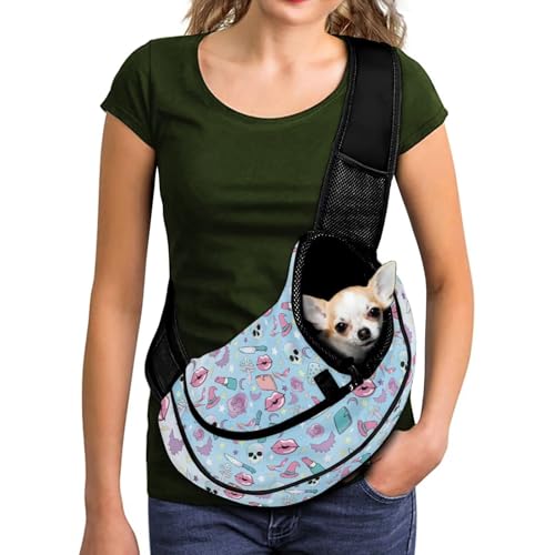 COEQINE Hundetragetasche, niedlicher Summerween-Hexentototenkopf, Kuss, Gothic, Crossbody-Tasche für Spaziergänge, freihändiger Verschluss, Sicherheitsreißverschluss, atmungsaktiv, Netztasche, leichte COEQINE Hundetragetasche, niedlicher Summerween-Hexentototenkopf, Kuss, Gothic, Crossbody-Tasche für Spaziergänge, freihändiger Verschluss, Sicherheitsreißverschluss, atmungsaktiv, Netztasche, leichte von COEQINE