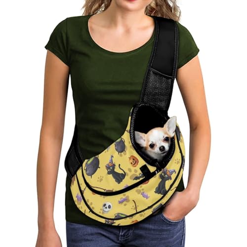 COEQINE Hundetragetasche für kleine Haustiere, Crossbody-Tasche für Damen, Spaziergänge, atmungsaktives Netzgewebe, Reisetasche, freihändig, verstellbarer Riemen, Katzenkürbis-Druck COEQINE Hundetragetasche für kleine Haustiere, Crossbody-Tasche für Damen, Spaziergänge, atmungsaktives Netzgewebe, Reisetasche, freihändig, verstellbarer Riemen, Katzenkürbis-Druck von COEQINE