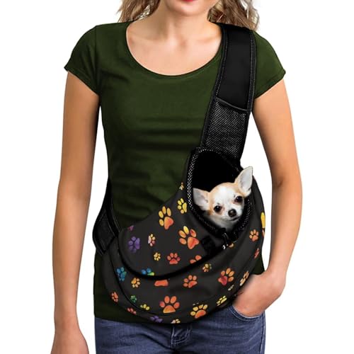 COEQINE Hundetragetasche für kleine Hunde, Pride Pfotenabdruck, Tragetasche mit Haken, verstellbarer Riemen, leichter Mini-Rucksack für Welpen, Haustiere, Outdoor COEQINE Hundetragetasche für kleine Hunde, Pride Pfotenabdruck, Tragetasche mit Haken, verstellbarer Riemen, leichter Mini-Rucksack für Welpen, Haustiere, Outdoor von COEQINE