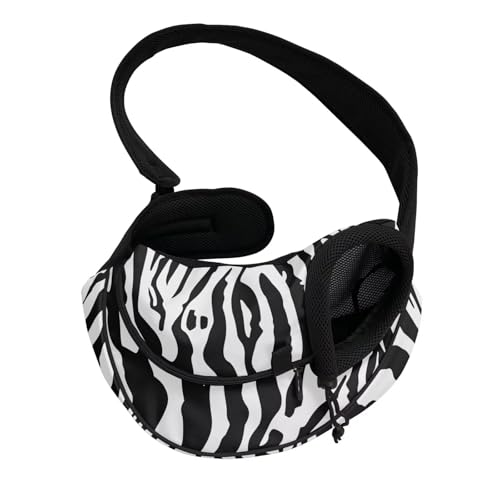 COEQINE Hundetragetasche für kleine Hunde, Welpen, Haustiere, Katzen, freihändiges Safari-Design, Zebrastreifen, vorne gerichtet, Katzen-Umhängetasche, belüftete Netz-Reisetasche für Outdoor-Trails von COEQINE