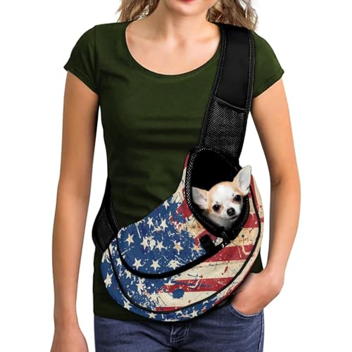 COEQINE Hundetragetasche für kleine Hunde, leicht, Vintage, amerikanische Flagge, Haustier-Geldbörse, Tasche mit Sicherheitshaken, Reisetasche COEQINE Hundetragetasche für kleine Hunde, leicht, Vintage, amerikanische Flagge, Haustier-Geldbörse, Tasche mit Sicherheitshaken, Reisetasche von COEQINE