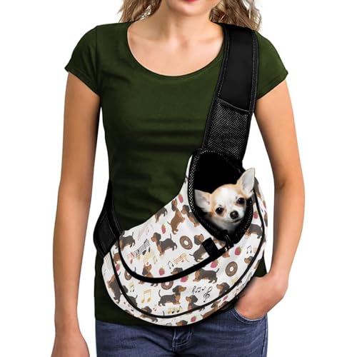 COEQINE Hundetragetasche für kleine Hunde, niedlicher Dackel, Pfotenabdruck, Tierarztbesuch, unverzichtbares Haustier-Tragetuch, weich, atmungsaktiv, Netztasche, verstellbarer Gurt für Welpen bis COEQINE Hundetragetasche für kleine Hunde, niedlicher Dackel, Pfotenabdruck, Tierarztbesuch, unverzichtbares Haustier-Tragetuch, weich, atmungsaktiv, Netztasche, verstellbarer Gurt für Welpen bis von COEQINE