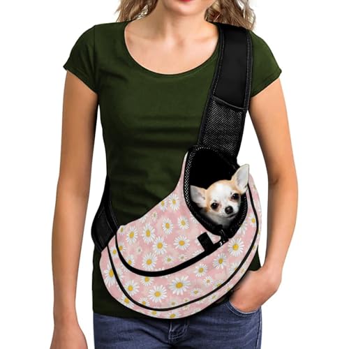 COEQINE Hundetragetasche für kleine Welpen, freihändiger Katzenrucksack für draußen, vorne gerichtetes Design, atmungsaktive Schultertasche für Frauen, Spaziergänge, rosa Gänseblümchen COEQINE Hundetragetasche für kleine Welpen, freihändiger Katzenrucksack für draußen, vorne gerichtetes Design, atmungsaktive Schultertasche für Frauen, Spaziergänge, rosa Gänseblümchen von COEQINE