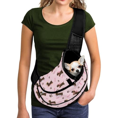 COEQINE Hundetragetasche für mittelgroße Hunde, Rosa, Kawaii-Dackel, Crossbody-Tasche mit dick gepolstertem Schultergurt, freihändig, weiche Tasche und Tragetasche, Design für kleine Katzen, Reisen COEQINE Hundetragetasche für mittelgroße Hunde, Rosa, Kawaii-Dackel, Crossbody-Tasche mit dick gepolstertem Schultergurt, freihändig, weiche Tasche und Tragetasche, Design für kleine Katzen, Reisen von COEQINE