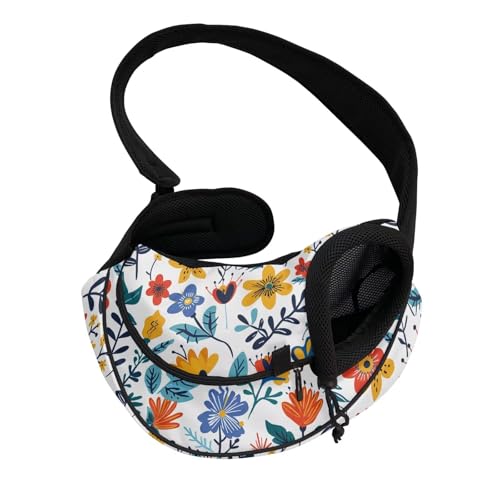 COEQINE Hundetragetasche für mittelgroße Hunde und Katzen, freihändiges Blumenmuster, ausbruchsicheres Design, kleine Katzen, Frauen, Spaziergänge, Garten von COEQINE