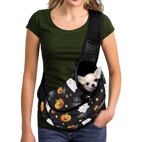 COEQINE Hundetragetasche für mittelgroße Hunde und kleine Katzen, Halloween-Outfit für Haustiere, niedlich, atmungsaktiv, Netz-Geldbörse, Tasche, Haustier-Crossbody-Tragetasche, für Spaziergänge im COEQINE Hundetragetasche für mittelgroße Hunde und kleine Katzen, Halloween-Outfit für Haustiere, niedlich, atmungsaktiv, Netz-Geldbörse, Tasche, Haustier-Crossbody-Tragetasche, für Spaziergänge im von COEQINE