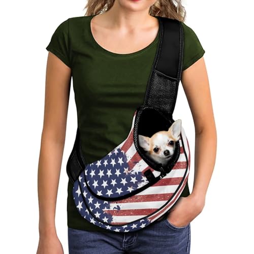 COEQINE Hundetragetasche mit amerikanischer Flagge, Crossbody-Tasche für kleine mittelgroße Hunde und Katzen, atmungsaktiv, freihändig, verstellbarer Schultergurt, verstärkte Sicherheitsschnalle COEQINE Hundetragetasche mit amerikanischer Flagge, Crossbody-Tasche für kleine mittelgroße Hunde und Katzen, atmungsaktiv, freihändig, verstellbarer Schultergurt, verstärkte Sicherheitsschnalle von COEQINE
