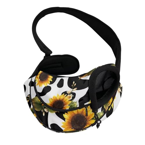 COEQINE Katzen-Tragetasche, Sonnenblumen-Motiv, Kuhversteck, Vorderansicht, rustikaler Bauernhof, ausbruchsicher, kleine Katzen, ländlicher Spaziergang von COEQINE