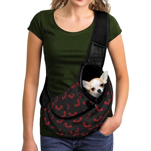 COEQINE Kleine Hundetragetasche, Geldbörse für Damen, Spazierengehen, rote Fledermaus, Sommerween-Dekor, große Kapazität, Crossbody-Tasche für Haustiere, verstellbarer Riemen, Anti-Falling-Design COEQINE Kleine Hundetragetasche, Geldbörse für Damen, Spazierengehen, rote Fledermaus, Sommerween-Dekor, große Kapazität, Crossbody-Tasche für Haustiere, verstellbarer Riemen, Anti-Falling-Design von COEQINE