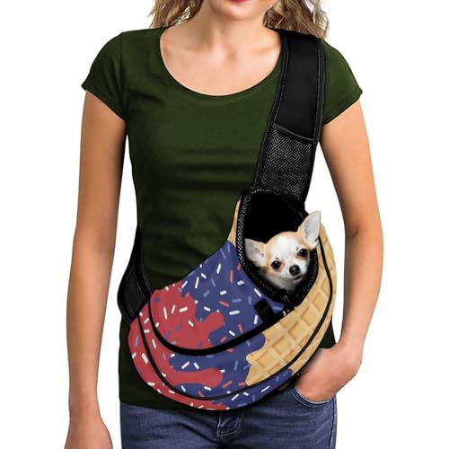 COEQINE Mittelgroße Hundetragetasche, Mini-Rucksack, Crossbody-Tasche für Frauen, Spaziergänge mit Welpen, lustige amerikanische Flagge, Eiscreme-Druck, weiche Tasche und Tragetasche, Kordelzug COEQINE Mittelgroße Hundetragetasche, Mini-Rucksack, Crossbody-Tasche für Frauen, Spaziergänge mit Welpen, lustige amerikanische Flagge, Eiscreme-Druck, weiche Tasche und Tragetasche, Kordelzug von COEQINE