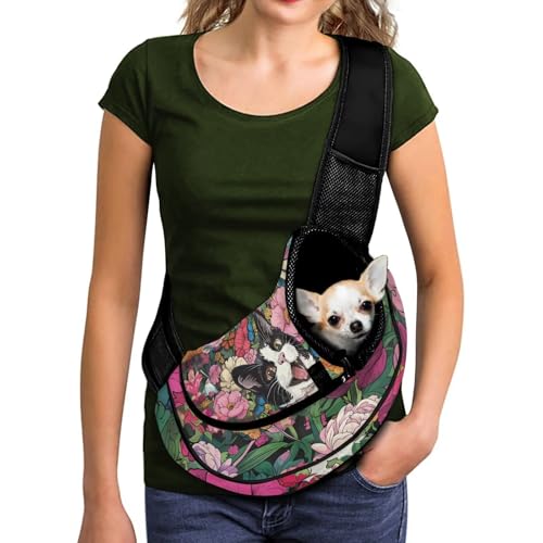 COEQINE Rucksack Hundetragetasche für kleine Hunde, Autos, öffentliche Verkehrsmittel, Blumenmuster, Crossobdy Geldbörse für Frauen, Spaziergänge, atmungsaktive Netztasche, kompaktes Design, Busse COEQINE Rucksack Hundetragetasche für kleine Hunde, Autos, öffentliche Verkehrsmittel, Blumenmuster, Crossobdy Geldbörse für Frauen, Spaziergänge, atmungsaktive Netztasche, kompaktes Design, Busse von COEQINE