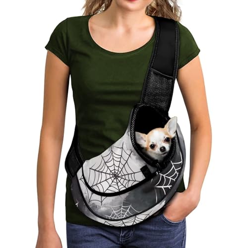 COEQINE Tragetasche für Haustiere mit großem Fassungsvermögen, Gothic-Spinnennetz-Druck, wendbar, für Hunde und Katzen, kleine Tasche, Kordelzug, Papoose COEQINE Tragetasche für Haustiere mit großem Fassungsvermögen, Gothic-Spinnennetz-Druck, wendbar, für Hunde und Katzen, kleine Tasche, Kordelzug, Papoose von COEQINE