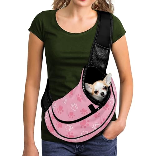 COEQINE Tragetasche für Katzen und kleine Hunde, rosa Pfotenabdruck, atmungsaktives Netzgewebe, für den täglichen Gebrauch, Crossbody, freihändig, verstellbarer Riemen, einfach zu tragen COEQINE Tragetasche für Katzen und kleine Hunde, rosa Pfotenabdruck, atmungsaktives Netzgewebe, für den täglichen Gebrauch, Crossbody, freihändig, verstellbarer Riemen, einfach zu tragen von COEQINE