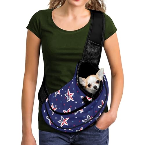 COEQINE Tragetasche für kleine Hunde, amerikanische Flagge, atmungsaktiv, verstellbarer Riemen, Haken, Crossbody-Tasche für Damen und Herren, coole Patriot-Sterne, weiche Tasche und COEQINE Tragetasche für kleine Hunde, amerikanische Flagge, atmungsaktiv, verstellbarer Riemen, Haken, Crossbody-Tasche für Damen und Herren, coole Patriot-Sterne, weiche Tasche und von COEQINE