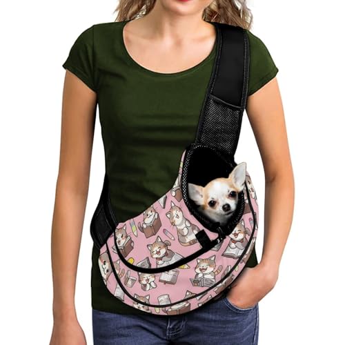 COEQINE Tragetasche für kleine Hunde, mit Nieten, Katze, Rosa, Umhängetasche mit Reißverschluss, maschinenwaschbar, atmungsaktiv, Kordelzug, Papoose mit verstellbarem Gurt, Kordelzug COEQINE Tragetasche für kleine Hunde, mit Nieten, Katze, Rosa, Umhängetasche mit Reißverschluss, maschinenwaschbar, atmungsaktiv, Kordelzug, Papoose mit verstellbarem Gurt, Kordelzug von COEQINE