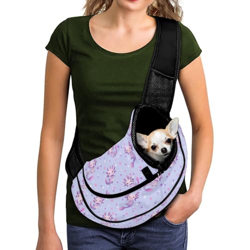 COEQINE Tragetasche für kleine Hunde, niedlicher Axolotl-Druck, Haustier-Crossbody-Tasche für Frauen, Spaziergänge, den ganzen Tag, bequem, freihändig, atmungsaktives Netzgewebe, verstellbar für COEQINE Tragetasche für kleine Hunde, niedlicher Axolotl-Druck, Haustier-Crossbody-Tasche für Frauen, Spaziergänge, den ganzen Tag, bequem, freihändig, atmungsaktives Netzgewebe, verstellbar für von COEQINE