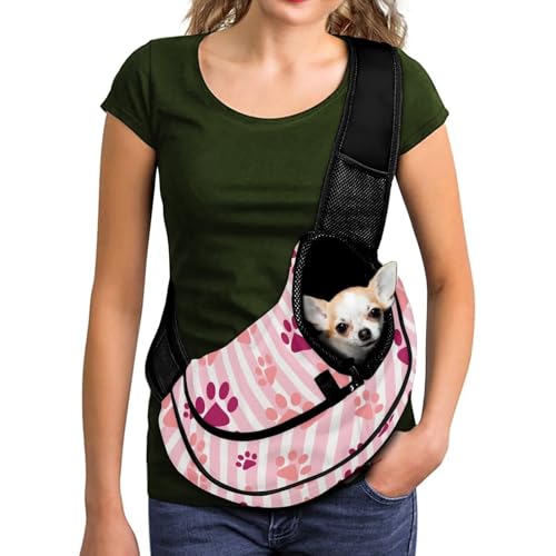 COEQINE Umhängetasche für Spaziergänge mit dem Hund, freihändige Haustier-Tragetasche für Katzen und kleine Hunde, leicht, bequem, verstellbarer Riemen, atmungsaktives Netzgewebe, Outdoor-Wandertasche von COEQINE