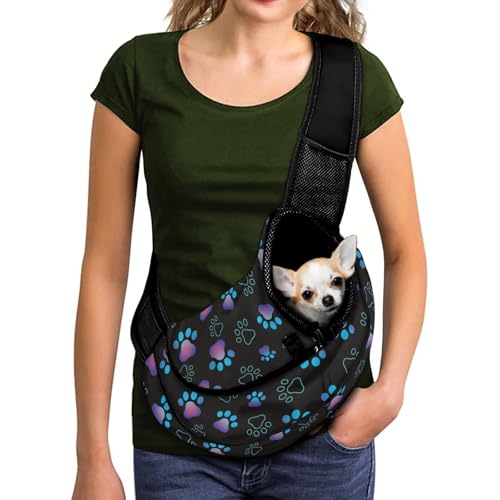 COEQINE Umhängetasche für kleine Hunde, atmungsaktives Netzgewebe, freihändig, Pfotenabdruck, Haustiertasche für Reisen, Spaziergänge, Outdoor, verstellbarer Gurt mit gepolsterter Schulter COEQINE Umhängetasche für kleine Hunde, atmungsaktives Netzgewebe, freihändig, Pfotenabdruck, Haustiertasche für Reisen, Spaziergänge, Outdoor, verstellbarer Gurt mit gepolsterter Schulter von COEQINE