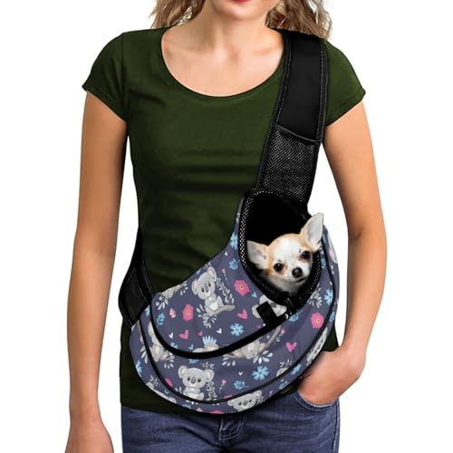 COEQINE Welpentragetasche für kleine Hunde, violett, Koala-Druck, verstellbarer Gurt, freihändiges Haustier, für draußen COEQINE Welpentragetasche für kleine Hunde, violett, Koala-Druck, verstellbarer Gurt, freihändiges Haustier, für draußen von COEQINE