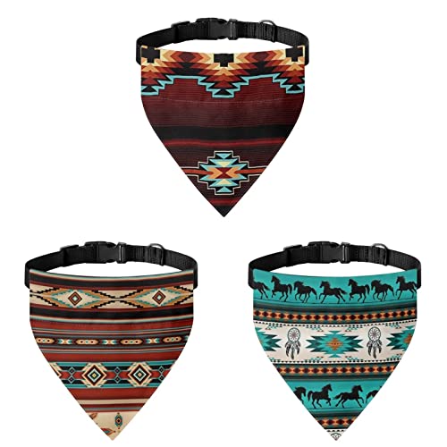 COEQINE Western Tribal Hundehalstuch-Set mit verstellbarem Haken für den Sommer, leichte, langlebige Welpen-Urlaubs-Schals für Reisezubehör von COEQINE