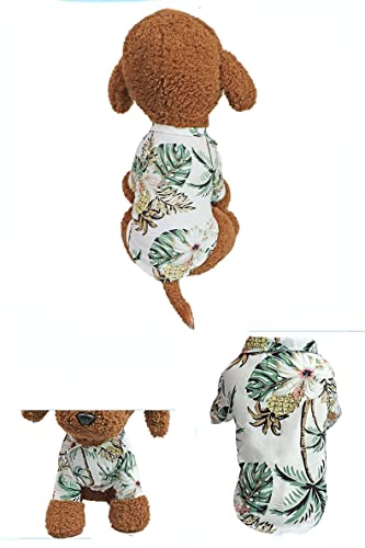 COGOALL Hunde-Sommer-T-Shirt, Hunde-Weste-T-Shirt, Strand-Hawaiian-Resort-Stil, Kokosnussbaum, Bedrucktes Hunde-T-Shirt, Modische, Atmungsaktive Hunde-Sommerkleidung Für Hündchen (2XL,White) von COGOALL