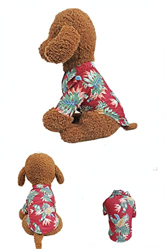 COGOALL Hunde-Sommer-T-Shirt, Hunde-Weste-T-Shirt, Strand-Hawaiian-Resort-Stil, Kokosnussbaum, Bedrucktes Hunde-T-Shirt, Modische, Atmungsaktive Hunde-Sommerkleidung Für Hündchen (L,red) von COGOALL