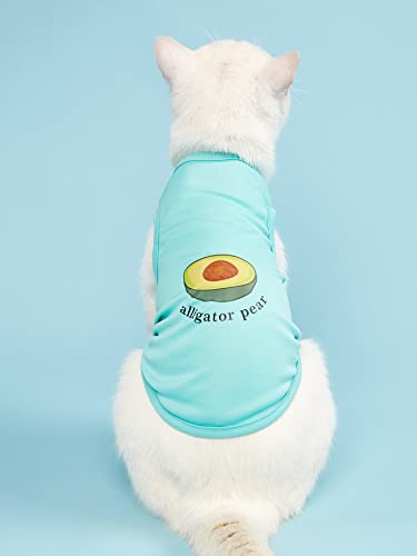 COGOALL Katze Kleidung Dünn Sommer Gedruckt Weste Zu Verhindern Haarausfall Geeignet Für Puppe Katze Blau Katze Kätzchen Haustier Katze Und Hund Rock Weste Rock (L,Blue) von COGOALL