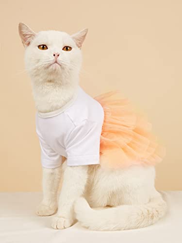 COGOALL Katze Kleidung Dünn Sommer Gedruckt Weste Zu Verhindern Haarausfall Geeignet Für Puppe Katze Blau Katze Kätzchen Haustier Katze Und Hund Rock Weste Rock (L,orange) von COGOALL