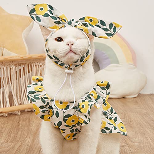 COGOALL Katzenrock Frühling Und Sommer Floral Strapsrock Hundekleidung Geeignet Für Kleine Hunde Haustier Kleidung (L,Green) von COGOALL