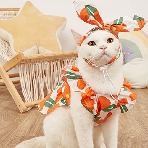 COGOALL Katzenrock Frühling Und Sommer Floral Strapsrock Hundekleidung Geeignet Für Kleine Hunde Haustier Kleidung (S,Orang) von COGOALL