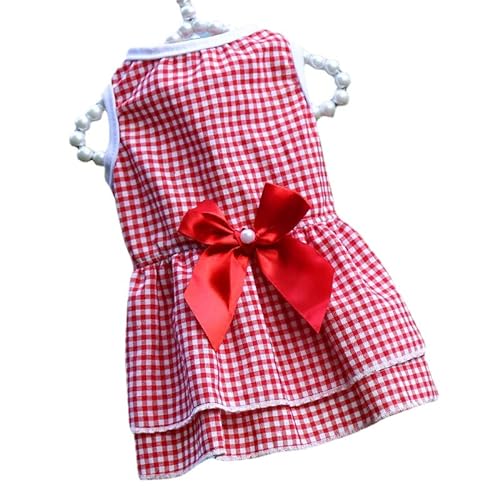 COGOALL Kleid Für Hundeprinzessinnen, Haustierfee, Mesh-Kleid, Kostüm, Kleidung, Tutu-Rock Für Hunde Und Katzen (XL,Little red Plaid Bow) von COGOALL