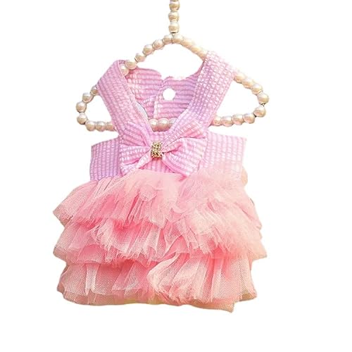 COGOALL Kleid Für Hundeprinzessinnen, Haustierfee, Mesh-Kleid, Kostüm, Kleidung, Tutu-Rock Für Hunde Und Katzen (XL,Sling Vertical Striped Skirt pink) von COGOALL