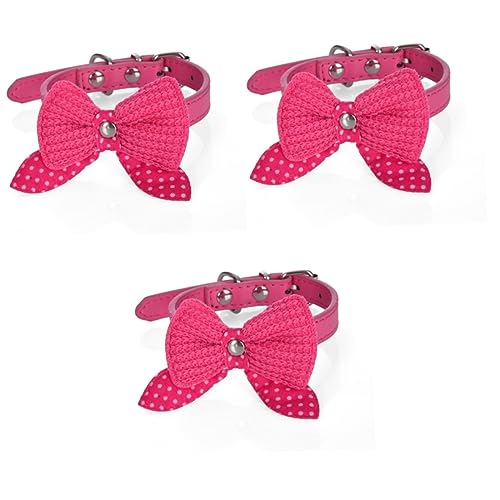 COHEALI 3-teiliges Hundehalsband Mit Fliege Für Und Mittelgroße Hunde Hundehalsband Aus Leder Größe Xs Rosarot Für Outdoor-aktivitäten von COHEALI