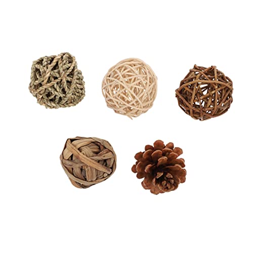 COHEALI 5pcs Kauen Spielzeug Stroh Woven Bälle Pet Training Bälle für Papageien Spielzeug für Hamster von COHEALI