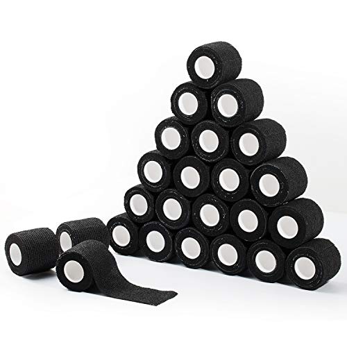 COJJ 24 STK 5cm X 4,5m Haftbandage Cohesive Bandage Selbsthaftende Verband Fingerpflaster Wundverband Fixierverband Tierverband Hand Reißen Wasserfest Elastische Binde Für Menschen Haustiere (Schwarz) COJJ 24 STK 5cm X 4,5m Haftbandage Cohesive Bandage Selbsthaftende Verband Fingerpflaster Wundverband Fixierverband Tierverband Hand Reißen Wasserfest Elastische Binde Für Menschen Haustiere (Schwarz) von COJJ