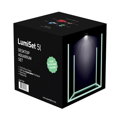 Collar AquaLighter LumiSet 5l - Nano-Aquarium mit Ultra-transparentem Glas mit leuchtenden Kanten - mit Abdeckscheibe, Unterlegmatte und LED-Beleuchtung von COLLAR