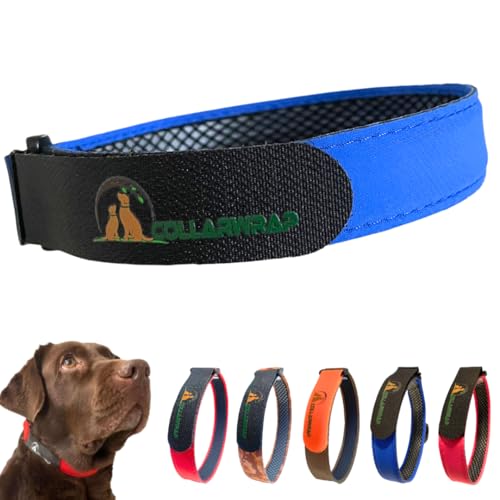 Anti-Parasitenhalsband für Hunde, geeignet für alle Hundehalsbänder, Flöhe für kleine und große Hunde, Anti-Parasiten-Halsband (blau, XXL: 53 bis 56 cm) von COLLARWRAP