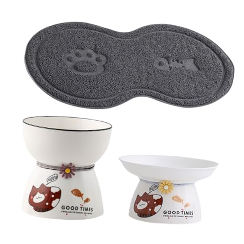 COLLBATH 1 Satz Hohe Katzen Schale Auslaufsicherer Futterspender Stand erhöhter Fressnapf Fressnäpfe Katze klein pet Bowl Dog Bowl Hundenapf Katze erhöhte Schüssel Katzengericht Keramik von COLLBATH