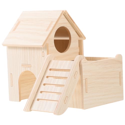 COLLBATH Hamster Versteck Aus Holz Stabiler Unterschlupf Für Kleine Tiere Bequeme Und Geruchsfreie Holz-hütte Für Zwerghamster Und Ähnliche Haustiere Für Käfige Spielzeug von COLLBATH