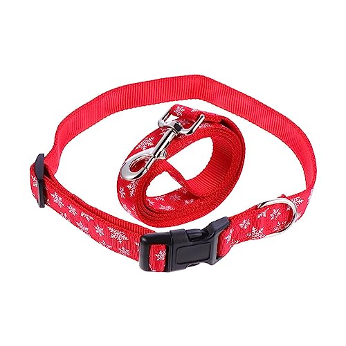 COLLBATH 1 Satz Schneeflocke Leine Weihnachten hundehalsband Hunde weihnachtshalsband Katzenhalsband rote anzüge laufgürtel Hundehalsband und Leine weihnachtszubehör für Haustiere der Hund von COLLBATH