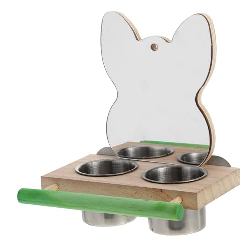 COLLBATH Multifunktionales Vogel-sitzstangen-futterset Papageien-spielständer Spiegel Vogelspielzeug Edelstahl Futter- Und Wasserbecher Für Die Dekoration Im Home Store von COLLBATH