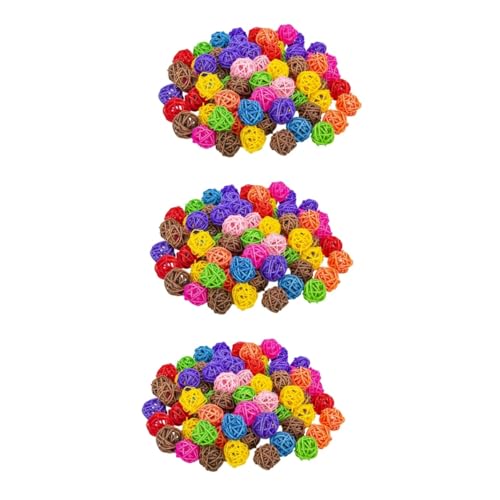 COLLBATH 3sets Rattan Für Haustiere Vogel Kauspielzeug Papagei Spielzeug 3cm Für Papageien 50 Stücke * 3 Zufällige Farbe von COLLBATH