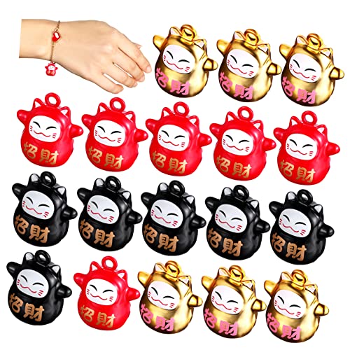 COLLBATH 18 STK Glückliche Katze Klingglöckchen Katzenhalsband- Katzenglocke Schlüsselanhänger Mini-Glocken Glockenanhänger in Katzenform Hundehalsband Glocke Katzenzauber Messing von COLLBATH