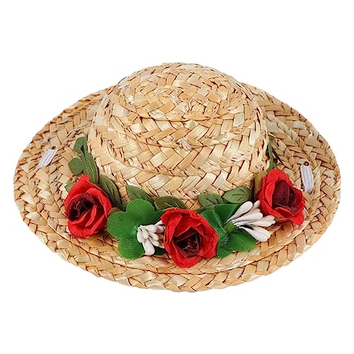 COLLBATH 1stück Pet Flower Hat Aus Mit Woven Design Einstellbare Tragetasche Für Katzen Hunde Und Kaninchen Dekorative Blütenkopfbedeckung s Rosablütenmuster von COLLBATH