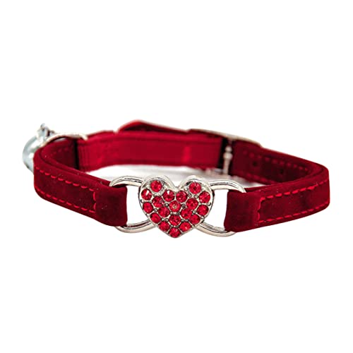 COLLBATH Halskette Für Kitten Verstellbares Katzenhalsband Mit Glöckchen Und Strass Herzform Kätzchen von COLLBATH