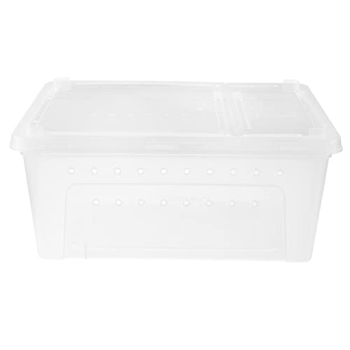 COLLBATH 1Stück Kunststoff Reptilienbox Für Schlangen Spinnen Geckos Transparente Fütterungsbox Mit Belüftung Spezielle Fütterungstür Für Kleine Haustiere Und Insekten Weiß von COLLBATH