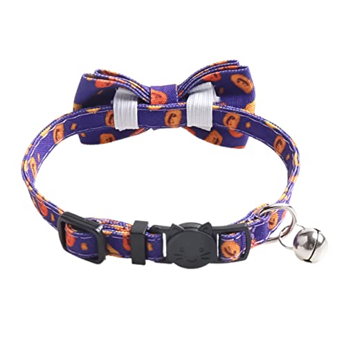 COLLBATH Halloween Katzenhalsband Kürbisgeist Thema Abtrünnigen Glocke Bogen Halsband Zugseil Haustier Zubehör von COLLBATH