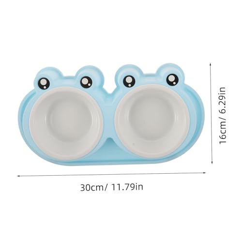 COLLBATH 2 Sätze Katzennapf mit Froschform rutschfeste Kippsichere Futterschale aus Kunststoff Anti-ameisen Schutz Doppelnapf für Katzen Welpen und Kleine Haustiere für Outdoor-fütterung von COLLBATH